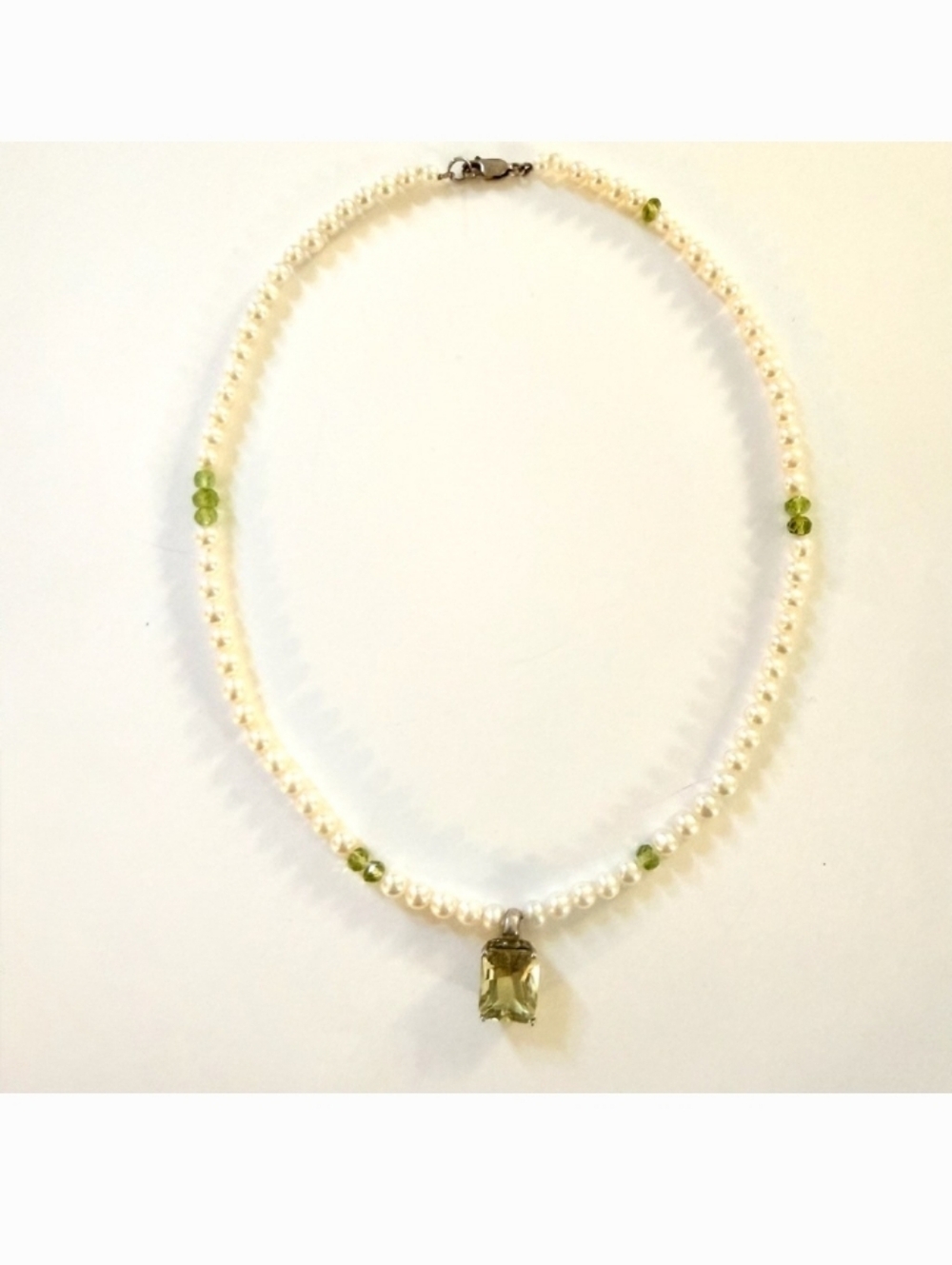 Janis Savitt Pearl & Peridot/Green Amyethyst Necklace